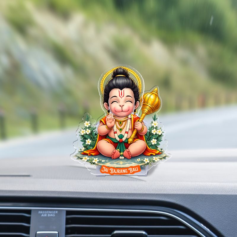 Jai Bajrang Bali Hanuman Ji Bobblehead Figurine for Home Decor & Office Desk Battery Powered Moving Head Feature | Gift for Hanuman Bhakt Spiritual Home Decor
